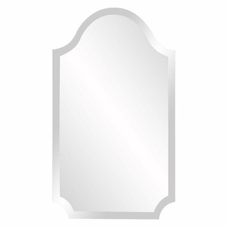 HOMEROOTS Minimalist Rectangle Arched Glass Mirror with Beveled Edge & Scalloped Corners 383711